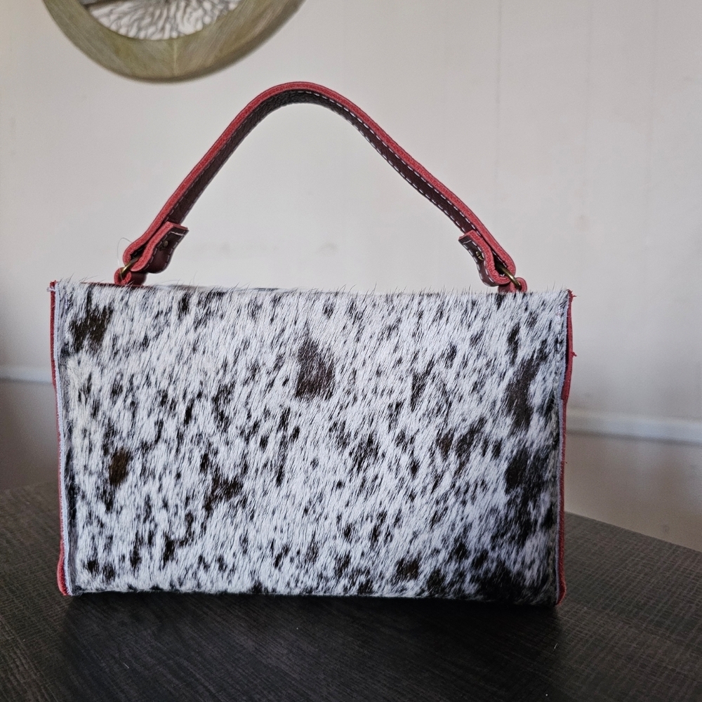Black and White Clutch with Animal Print
